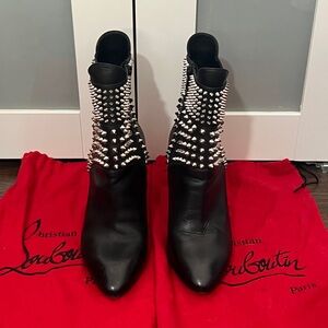 ❌❌SOLD❌❌Christian Louboutin Black and Silver Spiked Ankle Boots